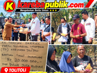 Dilalap Api, PSI Tolitoli Salurkan Bantuan Rp20 Juta dan Puluhan Paket Sembako